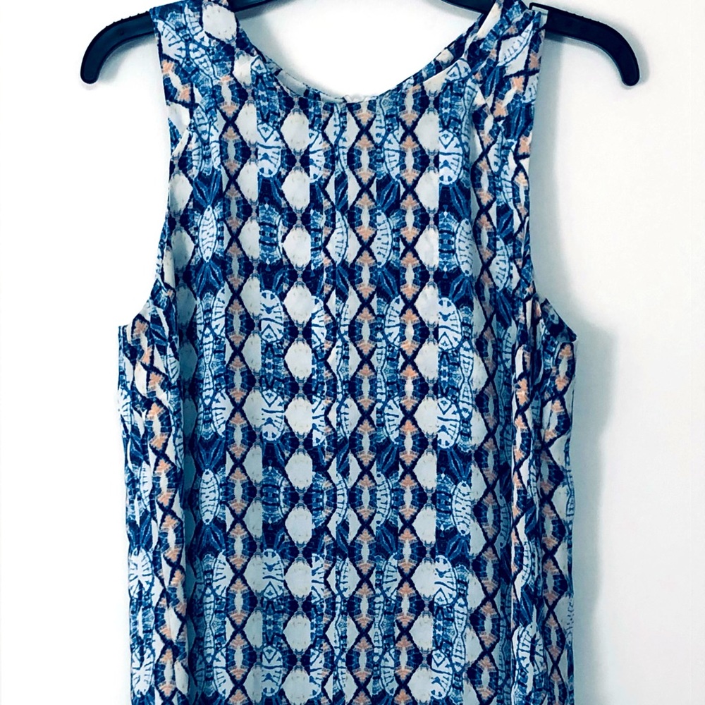 🌞 Cynthia Rowley Camisole tank top tunic blouse shirt blue & peach size S